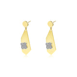 925 Silver Geometric Drop Earrings with Zircon, Clover Design