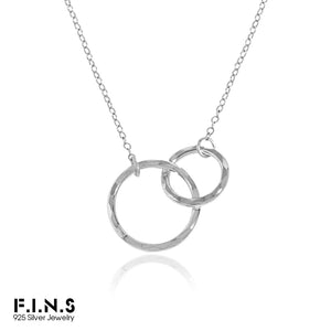 F.I.N.S Uneven Surface Double Circles S925 Sterling Silver Necklace Women