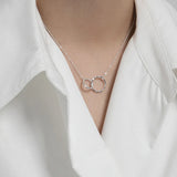 F.I.N.S Uneven Surface Double Circles S925 Sterling Silver Necklace Women