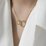 F.I.N.S Uneven Surface Double Circles S925 Sterling Silver Necklace Women