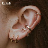 F.I.N.S Vintage Open Ear Cuff 925 Sterling Silver No Piercing Clip on Earrings