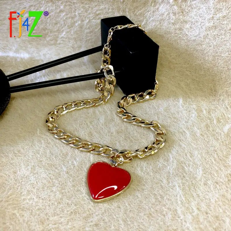 Chunky Necklace 3-color Resin Heart Pendant Collar X'Mas Gift