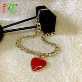 Chunky Necklace 3-color Resin Heart Pendant Collar X'Mas Gift