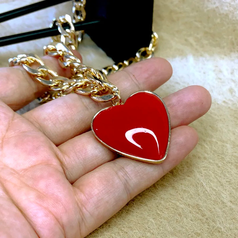 Chunky Necklace 3-color Resin Heart Pendant Collar X'Mas Gift