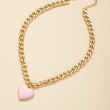 Chunky Necklace 3-color Resin Heart Pendant Collar X'Mas Gift