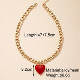 Chunky Necklace 3-color Resin Heart Pendant Collar X'Mas Gift
