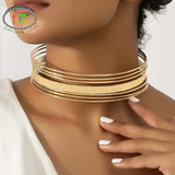 Chunky Metal Torques Choker Necklace for Women