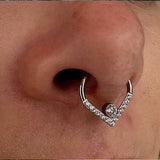 Titanium 16G Hinged Nose Ring 8-10mm Pillow Ring Teardrop Septum Jewelry