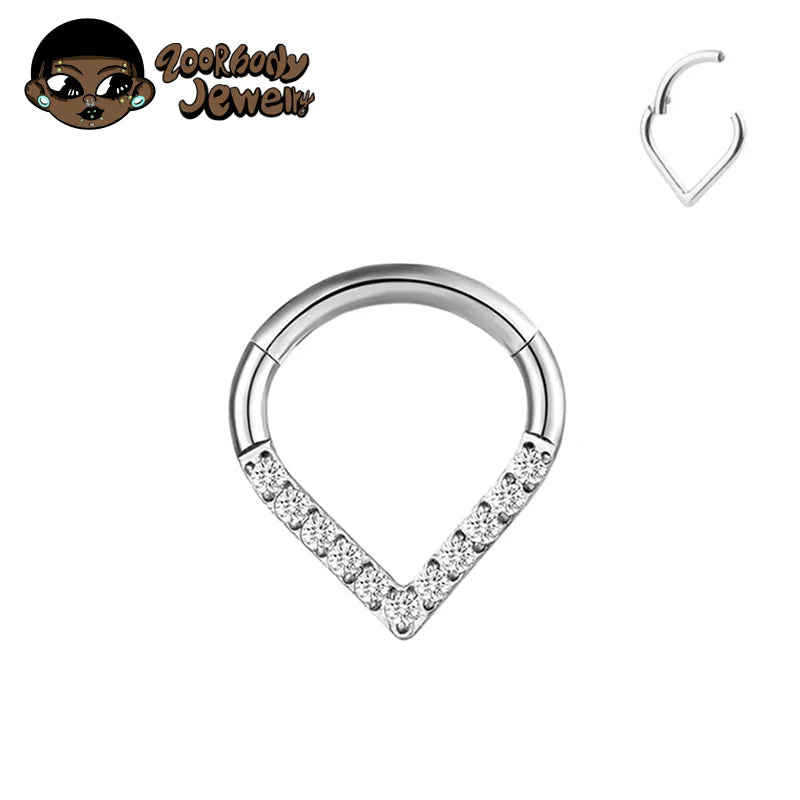 Titanium 16G Hinged Nose Ring 8-10mm Pillow Ring Teardrop Septum Jewelry