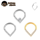 Titanium 16G Hinged Nose Ring 8-10mm Pillow Ring Teardrop Septum Jewelry