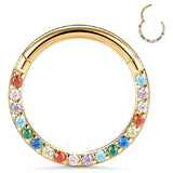 F136 Titanium 16G Zircon Stone Segment Rings for Small Septum Piercing