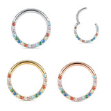 F136 Titanium 16G Zircon Stone Segment Rings for Small Septum Piercing
