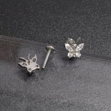 F136 Titanium Zirconia Butterfly Earrings 16g Ear Bone Nail Lip Stud