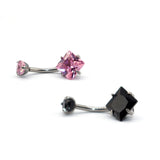 F136 Titanium Double Claw Square Vermiculite Navel Ring