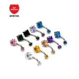 F136 Titanium Double Claw Square Vermiculite Navel Ring
