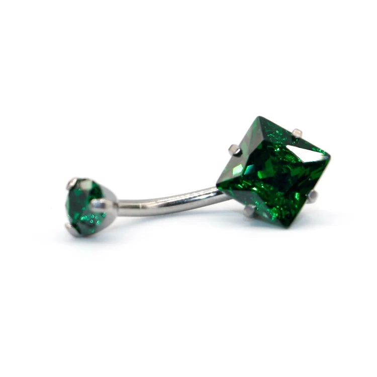 F136 Titanium Double Claw Square Vermiculite Navel Ring