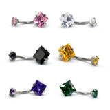 F136 Titanium Double Claw Square Vermiculite Navel Ring