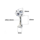 F136 Titanium Double Claw Square Vermiculite Navel Ring