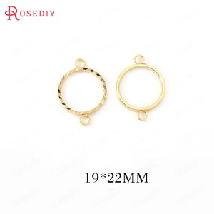 6pcs 19*22mm Brass Round Circle Connect Charms Pendants