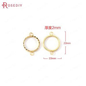 6pcs 19*22mm Brass Round Circle Connect Charms Pendants