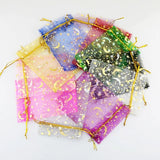 100Pcs Drawstring Gift Beauty Bags Moon Star Organza Bags