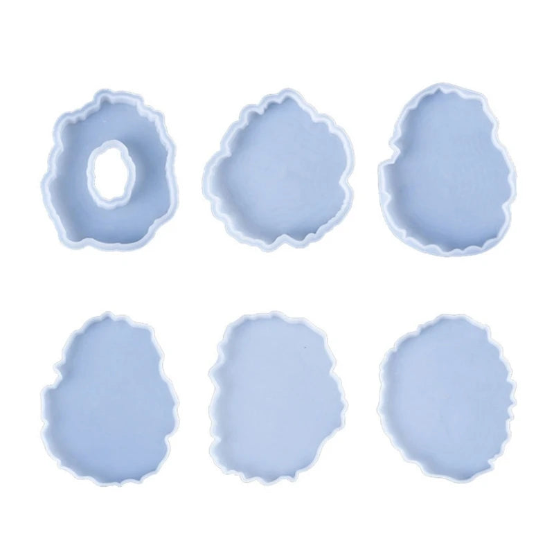 6pcs Resin & Silicone Geode Coaster Molds