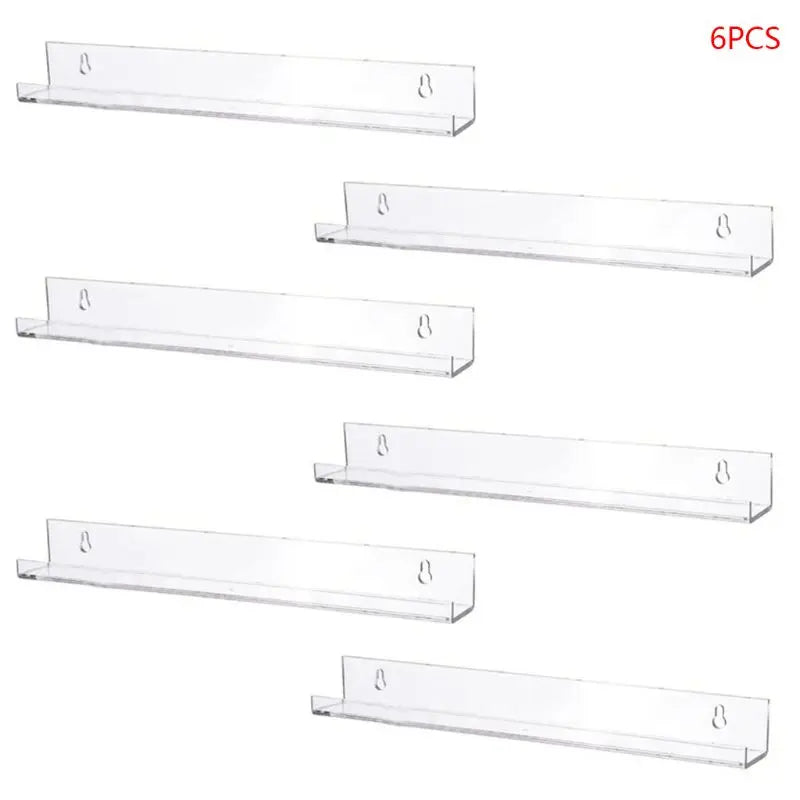 Clear Acrylic Floating Bookshelf Storage Rack Wall Kids Room