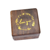 Square Wood Ring Holder Box for Ceremony Engagement - Gift