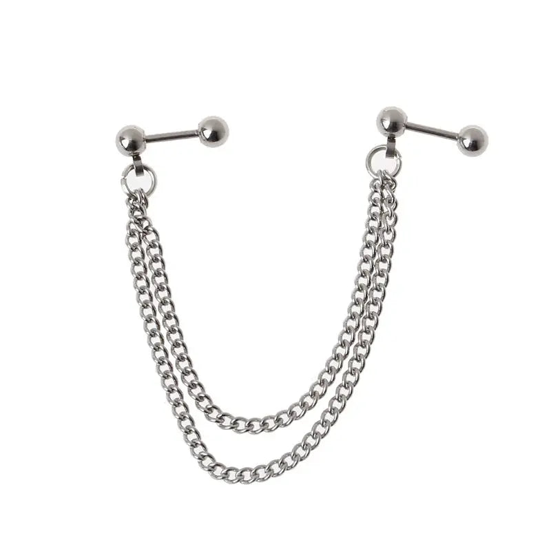 F19D Double-layer Ear Bone Chain Cartilage Hoop Earrings