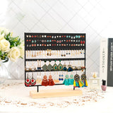 3-Tier Earring Stand Display Rack with 144 Holes - Wood Base