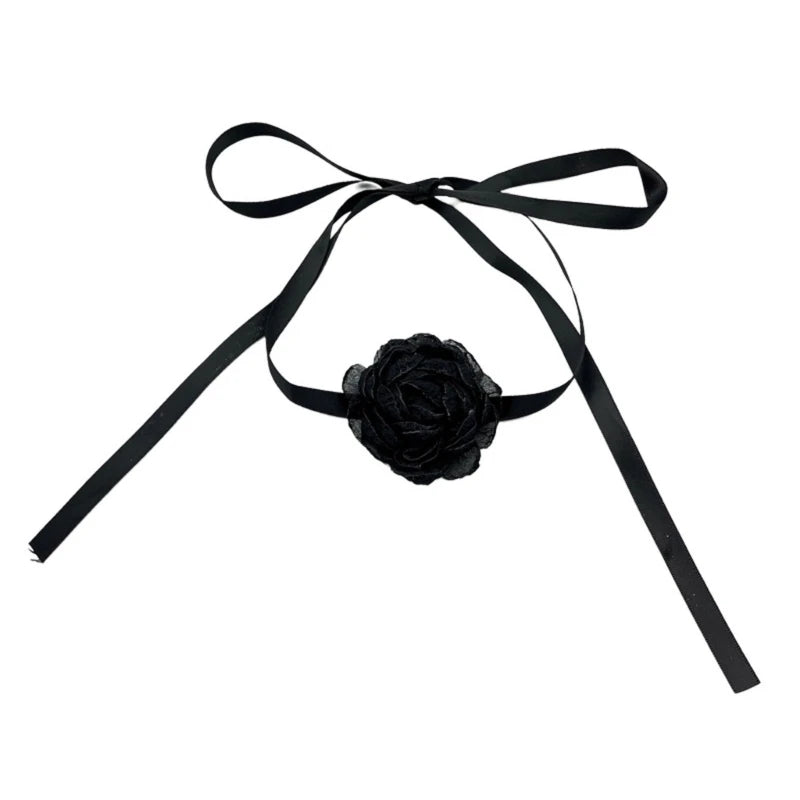 Rose Flower Collarbone Chain Lace Flower Necklace Wedding Halloween