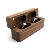 Modern Wood Ring Box for 2 Rings Wedding Ring Bearer Box with Lid