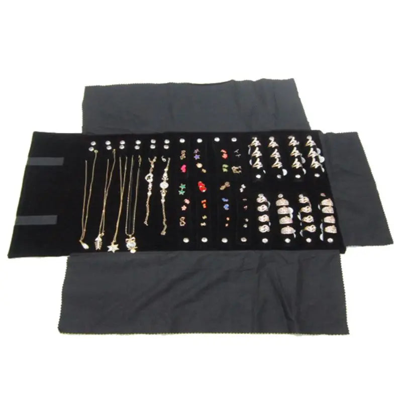 Flannel Roll Organizer Bag for Jewelry Display