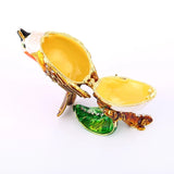 F19D Hand Painted Enameled Thrush Decorative Hinged Jewelry Trinket Box