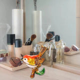 F19D Hand Painted Enameled Thrush Decorative Hinged Jewelry Trinket Box