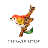 F19D Hand Painted Enameled Thrush Decorative Hinged Jewelry Trinket Box