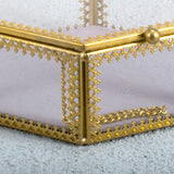 Hexagon Brass Glass Ring Trinket Box Mirror - Wedding Ring Box