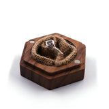 Hexagon Wood Ring Box Jewelry Storage Bag Proposal Engagement Gift