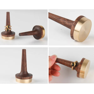 Modern Walnut Wood Ring Display Brass Stand Engagement Ring Holder