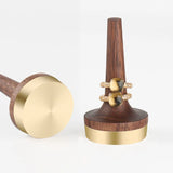 Modern Walnut Wood Ring Display Brass Stand Engagement Ring Holder