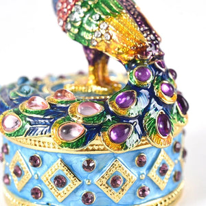 Enamel Hinged Trinket Box Bejeweled Ring Holder Collectible