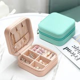 F19D Jewelry Organizer PU Leather Display Earrings Ring Necklace Storage Box
