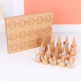Natural Wood Finger Cone Ring Holder Jewelry Display Stand