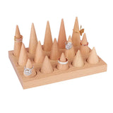 Natural Wood Finger Cone Ring Holder Jewelry Display Stand