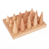 Natural Wood Finger Cone Ring Holder Jewelry Display Stand