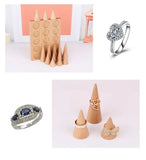 Natural Wood Finger Cone Ring Holder Jewelry Display Stand