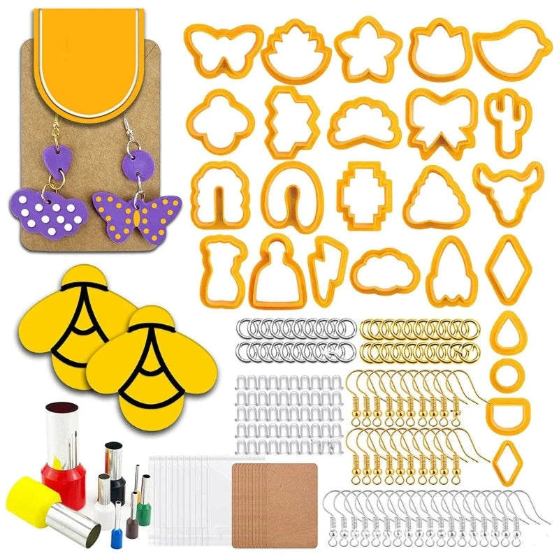 Polymer Clay Cutters Kit with Earring Cards