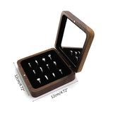 F19D Solid Wood Ring Jewelry Box Velvet Inside Organizer