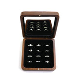 F19D Solid Wood Ring Jewelry Box Velvet Inside Organizer