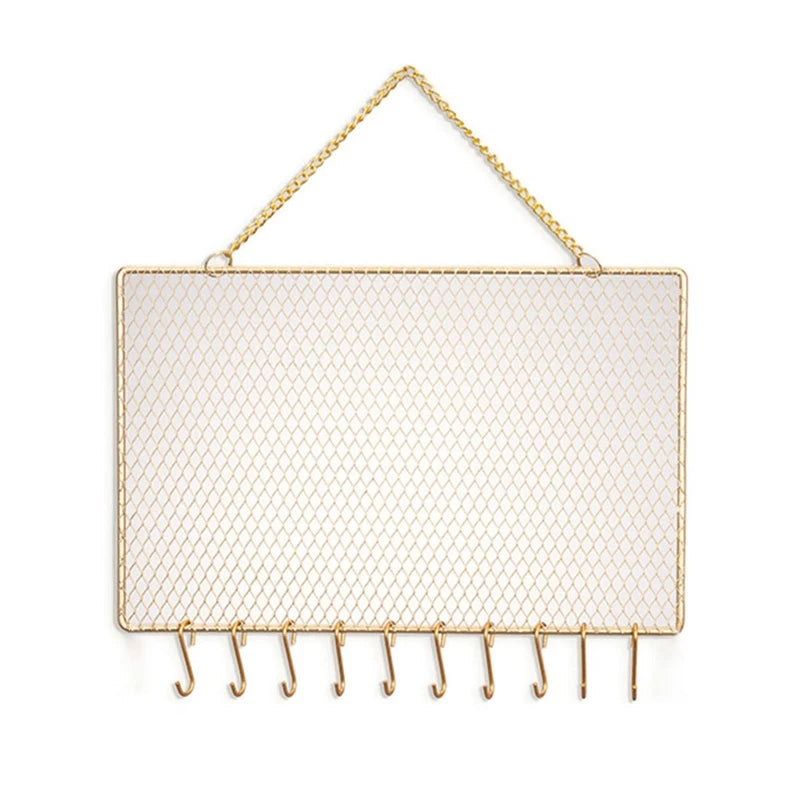 Rectangle Metal Grid Earring Holder Wall Display Stand with Hook for Stud Dangle